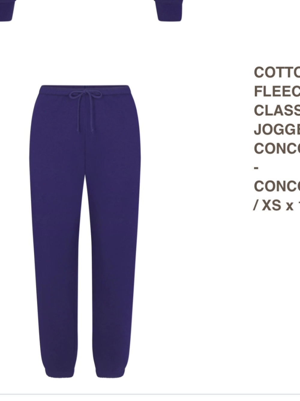 SKIMS Cotton Fleece Joggers — Concord Purple. Great condition